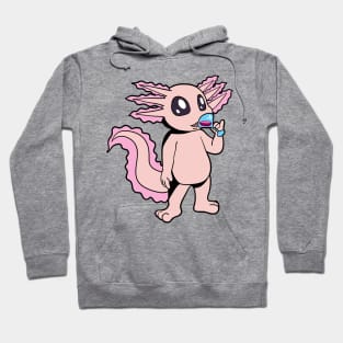 Comic axolotl enjoys a glass of wine - wine drinker Hoodie